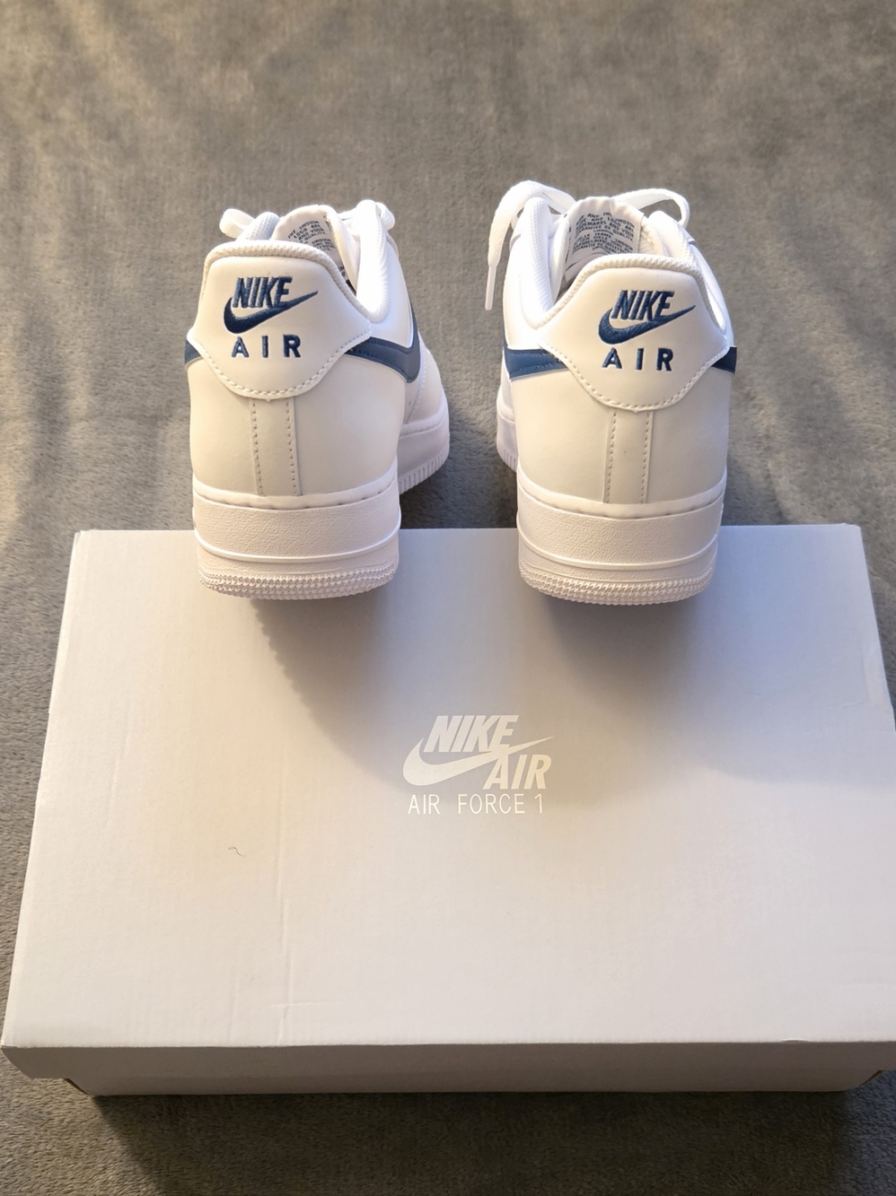 Nike Mens Air Force 1'07 Low - White with Blue Swoosh J 4146 123 - Picture 4 of 9